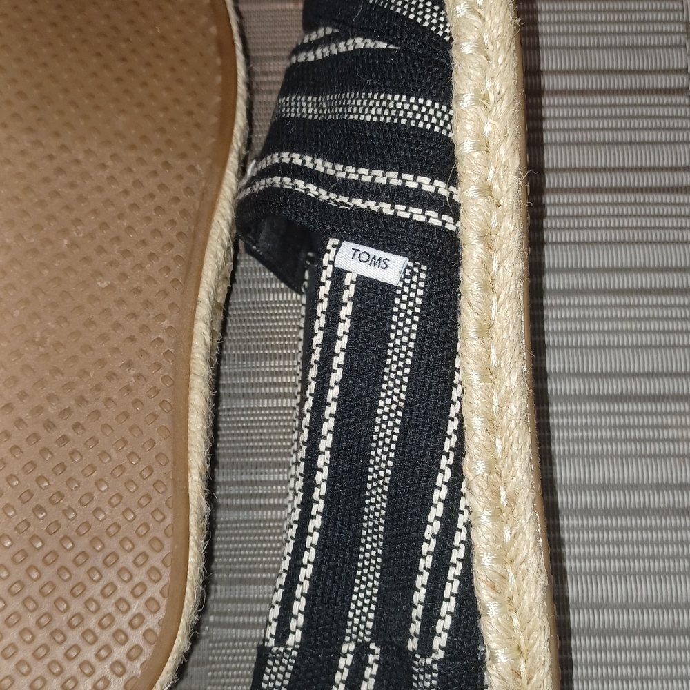 TOMS Shoe Black and White Striped Espadrilles - Picture 10 of 11